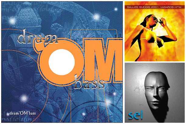 rinktinių albumų Drum 'OM 'Bass ir Saulės Smūgis 2001 bei grupės SEL albumo viršeliai, išleisti „Koja Records“ įrašų kompanijos